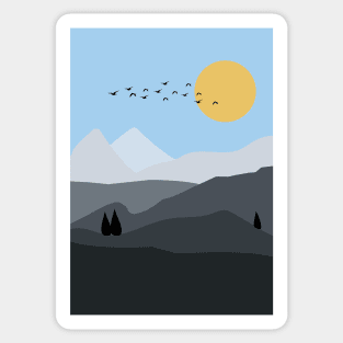 Minimalist Mountainous Landscape Graphic Illustration Sticker